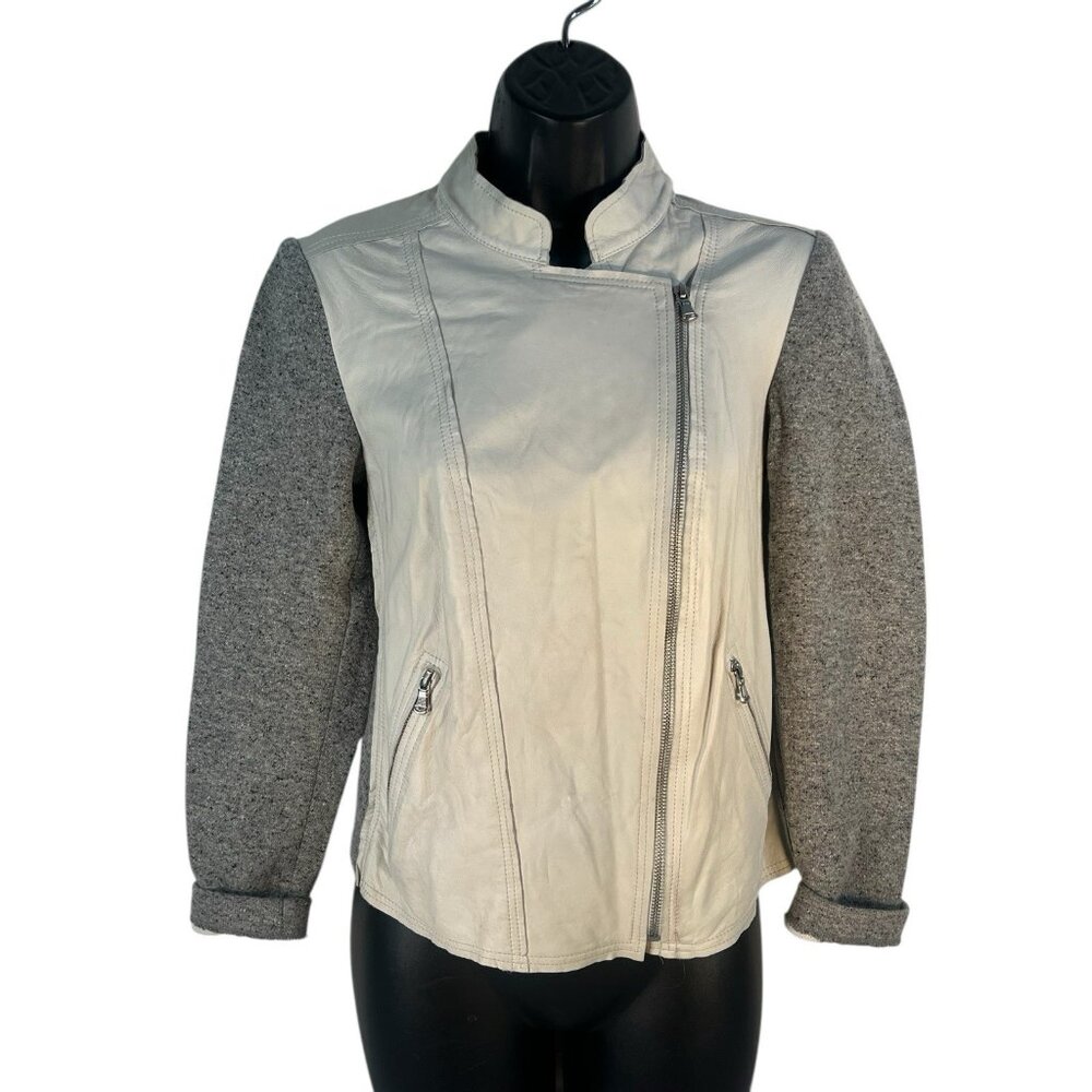 Rebecca Taylor lamb leather‎ & wool blend Moto style zip front jacket size 2 - Picture 4 of 10